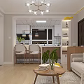 Modern Living And Dining Room Interior With Chandelier Sofa Coffee Table And Plants