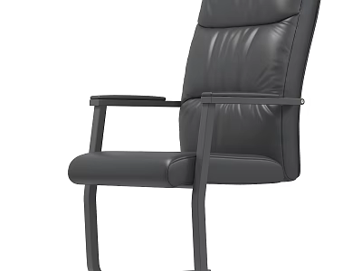 Black Leather Office Chair With Ergonomic Design Adjustable Armrests And Metal Frame 3d model