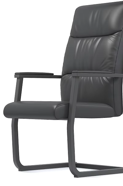 Black Leather Office Chair With Ergonomic Design Adjustable Armrests And Metal Frame 3d model