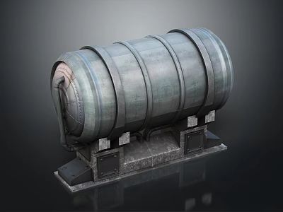 Heavy Duty Metal Barrel with Reinforced Metal Hoops and Solid Base Stand 3d model