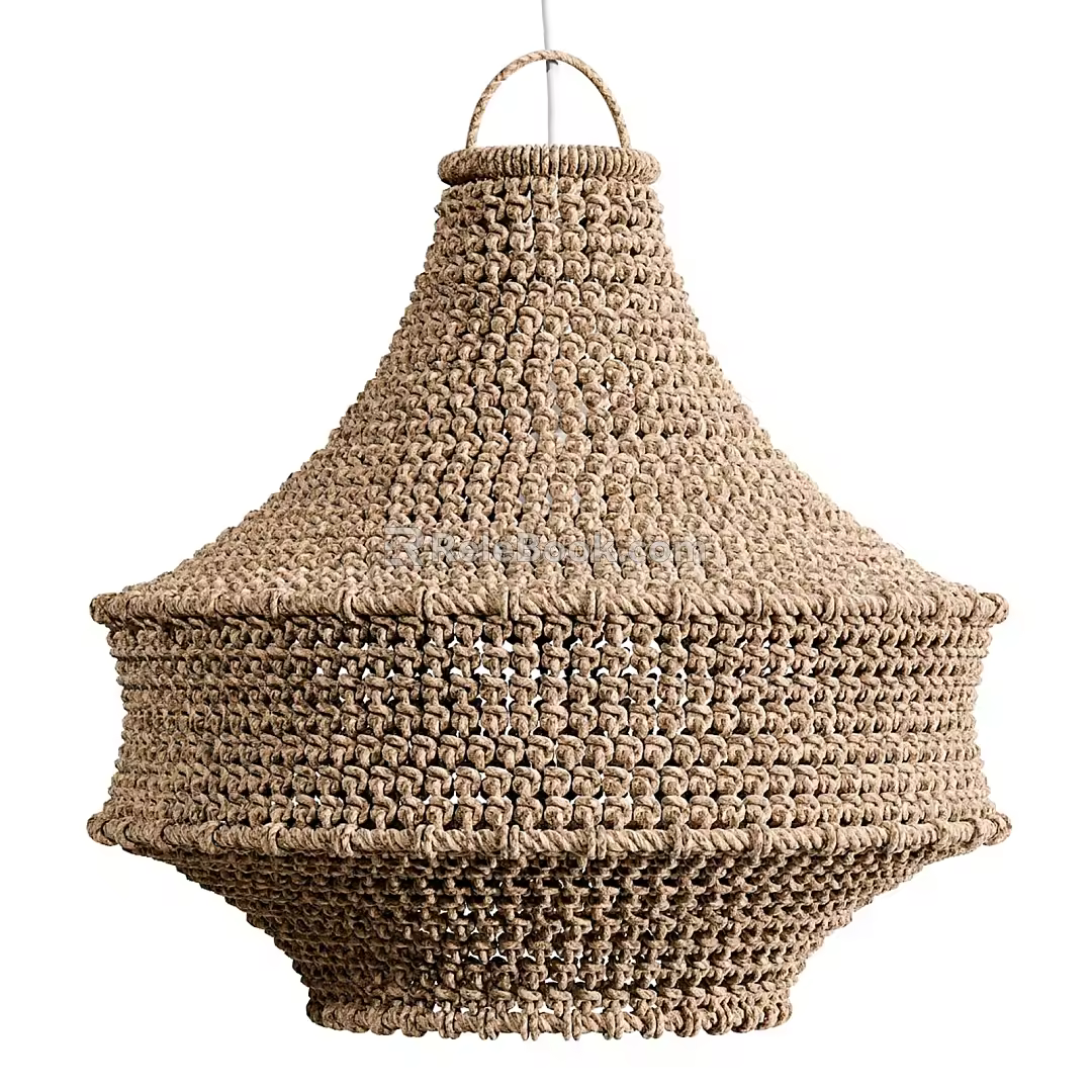 Nordic Rattan Chandelier 3d model