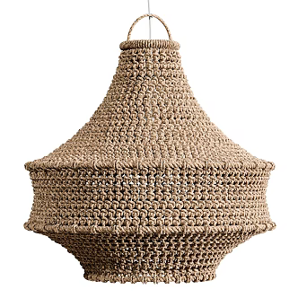 Nordic Rattan Chandelier 3d model