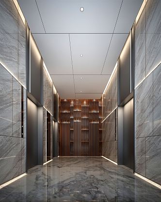 modern elevator hall office elevator hall 3d model