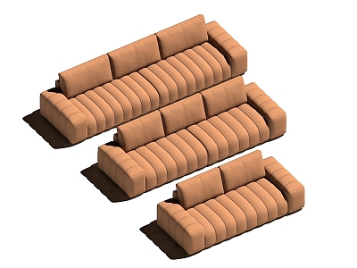 Three-seat sofa in-line sofa 3d model