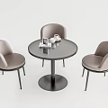 Modern Round Black Table and Chair Set with Light Gray Chairs and Glossy Surface
