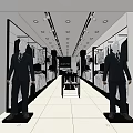 Modern Men's Clothing Store Interior With Suits Mannequins Hanging Clothes And Display Tables