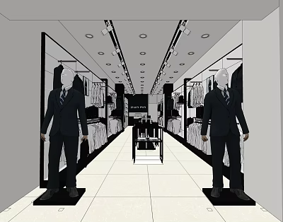 Modern Clothing Store Zun Jian International Men's Clothing Store 3d model