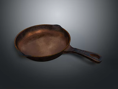 Vintage Copper Frying Pan A Practical Household Cooking Tool With Sturdy Handle 3d model