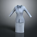 Gray Blazer And Skirt Set Tailored Formal Office Wear With Structured Design
