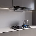 Modern Kitchen With FOTILE Range Hood Gas Stove White Countertop And Gray Cabinets