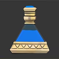 Blue Pyramid Ornament With Golden Accents And Smooth Blue Surface Design