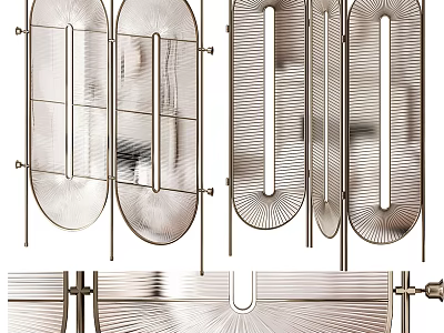 Modern Room Divider With Metal Frame And Glass Panels For Interior Design 3d model