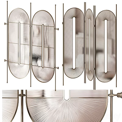 Modern Room Divider With Metal Frame And Glass Panels For Interior Design 3d model
