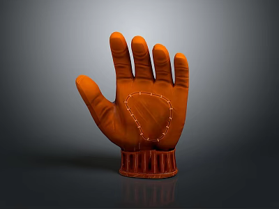 Orange Glove Detailed Stitching Design With Textured Surface And Wrist Cuff 3d model
