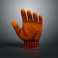 Orange Glove Detailed Stitching Design With Textured Surface And Wrist Cuff