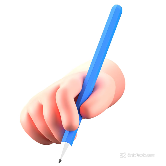 Modern Decorative Ornament Combination With Hand Holding Blue Pencil Design For Home Decor 3d model 