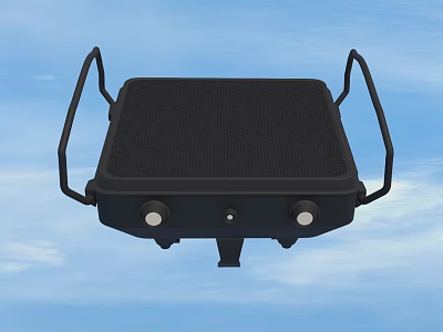Portable Black Device With Handle Grid Surface Circular Knobs And Blue Sky Background 3d model