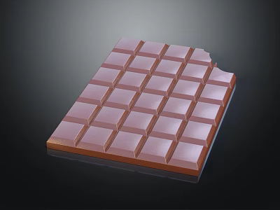 Delicious Chocolate Bar With Smooth Surface And Square Pieces On Dark Background 3d model