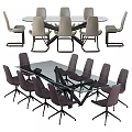 Modern Glass Top Conference Table With Stylish Chairs For Office Meetings