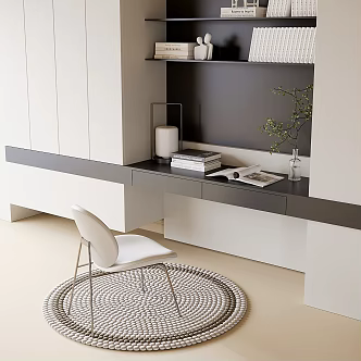 Modern desk bookcase one 3d model