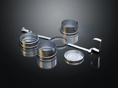 Stainless Steel Dinnerware Set with Modern Design Containers Lids and Shiny Holder 3d model