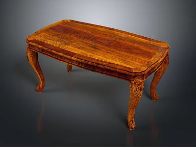 Elegant Classic Wooden Furniture Table With Intricate Carved Legs And Smooth Polished Tabletop 3d model