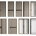 Modern Hinged Doors With Wooden Panels Black Frames And Glass Designs