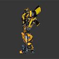 Yellow And Black Mechanical Robot With Standing Pose And Armor Details 3d model