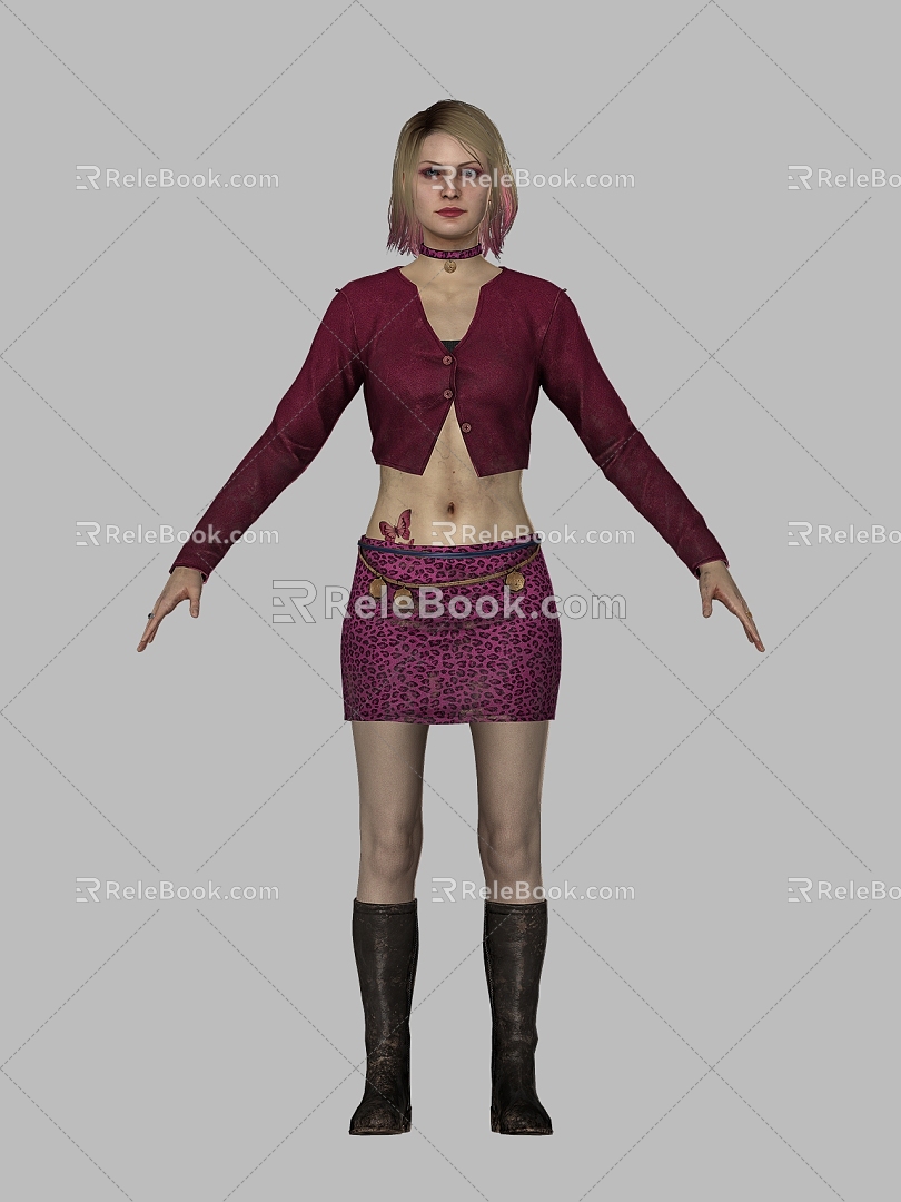 Sexy Beauty Female Woman Beauty Foreign Short Skirt Sexy Boots Short Hair Girl Women's Clothes 3d model