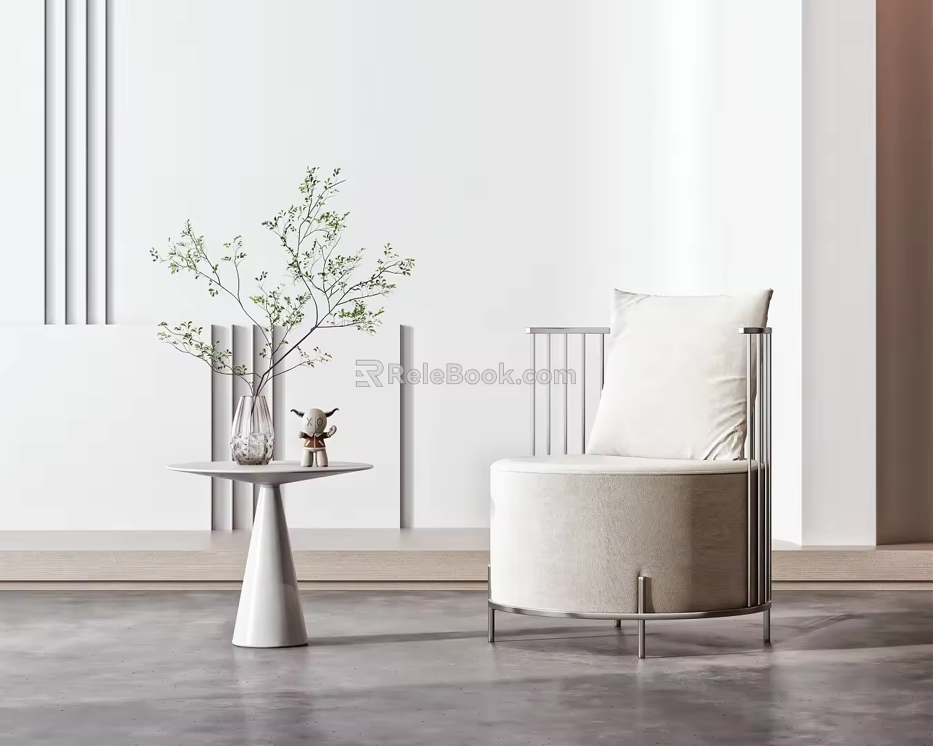 Modern Single Sofa Single Sofa Coffee Table 3d model