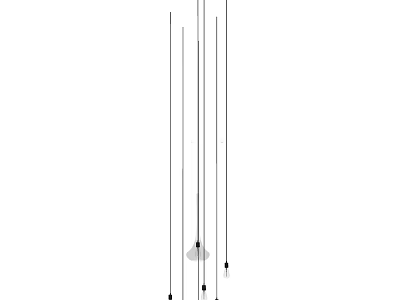 Contemporary Hanging Chandelier With Slim Metal Rods And Round Light Bulbs Design 3d model