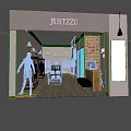 Justzzu Clothing Store Interior Featuring Mannequin Clothing Racks Wooden Flooring Brick Wall And Display Counter
