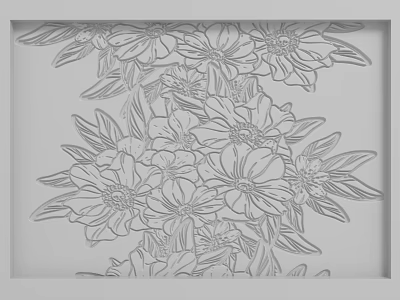 Decorative Background Wall Featuring Gray Floral Line Pattern And Artistic Design 3d model