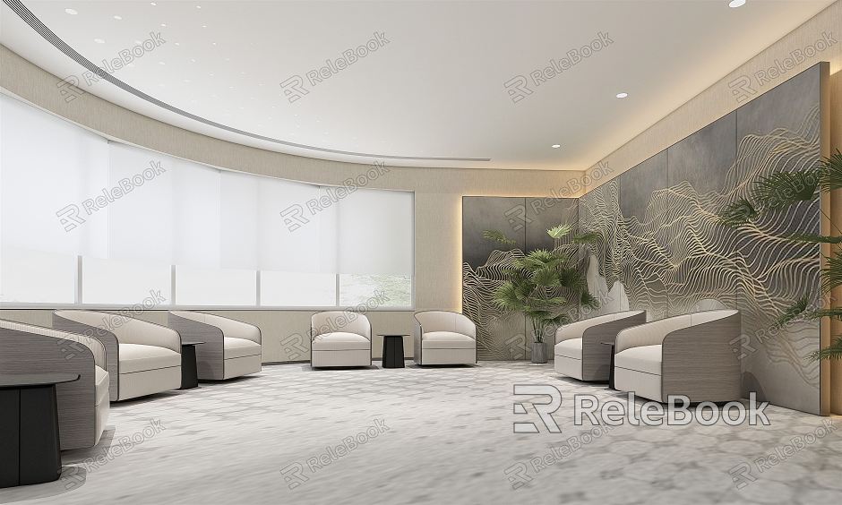 Modern Reception Room Government Reception Room Government Reception Room Reception Room Carpet Creative Screen Partition Reception Area VIP Reception Room Reception Single Sofa model