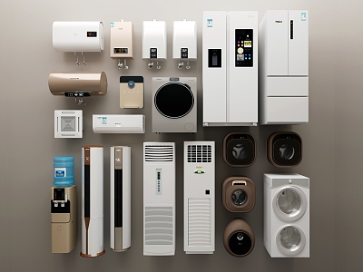 Refrigerator Air Conditioning Washing Machine Water Heater Direct Drinking Machine Electrical Appliance Combination 3d model