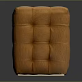 Comfortable Modern Brown Leather Tufted Square Ottoman With Gold Metal Base 3d model