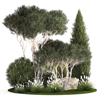modern horticultural sketch shrub landscape design urban environment 3d model