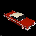 Red Vintage Classic Car With White Roof And Chrome Accents Design