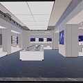 Modern Enterprise Exhibition Hall With Display Counters Digital Screens And Visitors