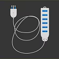 White Power Strip With Multiple Outlets And Cable For Computer Use