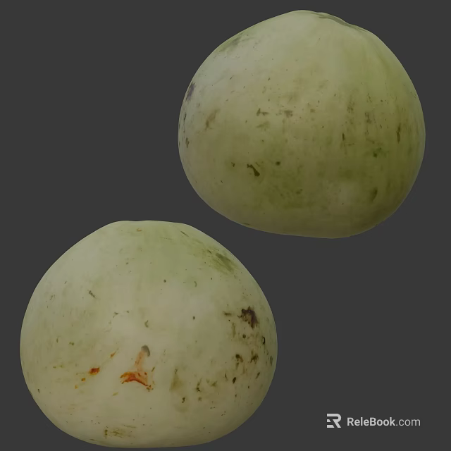 Fresh Green Vegetable Melons With Smooth Skin And Natural Spots On Dark Background 3d model 