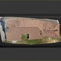 Architectural Model Of Courtyard Style Building With Red Tiled Roofs And Brick Structure