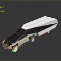 Futuristic Geometric Vehicle 3D Model With Black White Sleek Design And Modern Wheels