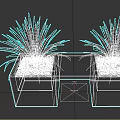 Green Plants In Wooden Planters With Bench Structure And White Pebbles