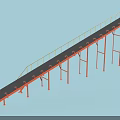 Industrial Conveyor Belt Equipment With Orange Support Frames Yellow Guardrails And Black Surface