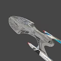 Futuristic Spaceship With Sleek Metallic Design And Illuminated Lights In Starry Space