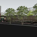 Garden Landscape Design with Modern High Rise Low Rise Buildings Entrance and Trees