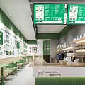 Traditional Taste Healthy Drinks Milk Tea Shop With Modern Green Interior Counter