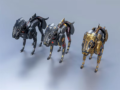 Advanced Smart Robotic Dogs Design With Metallic Colors And Mechanical Features 3d model