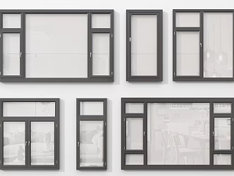 modern glass window floor to ceiling window bedroom casement window 3d model